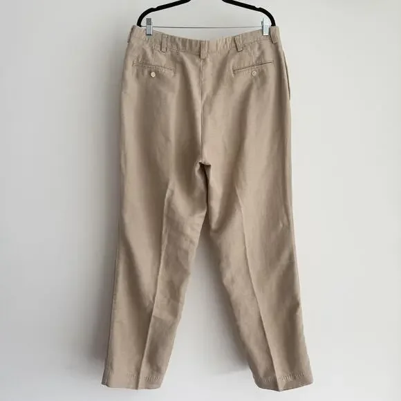 Polo Ralph Lauren Pants Mens 36x32 Khaki Tan Chino Linen Twill Made in USA